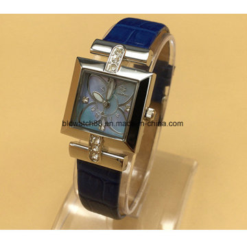 Fashion Stainless Steel Ladies Watch for Womens with Leather Band